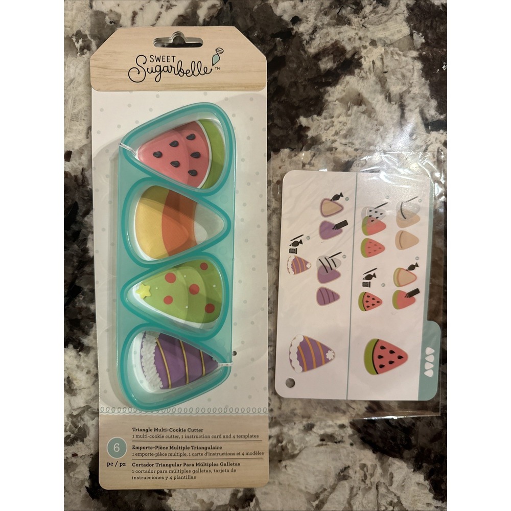 Sweet Sugarbelle TRIANGLE Multi-Cookie Cutter w/ Template 4 Piece NEW Pizza Pie